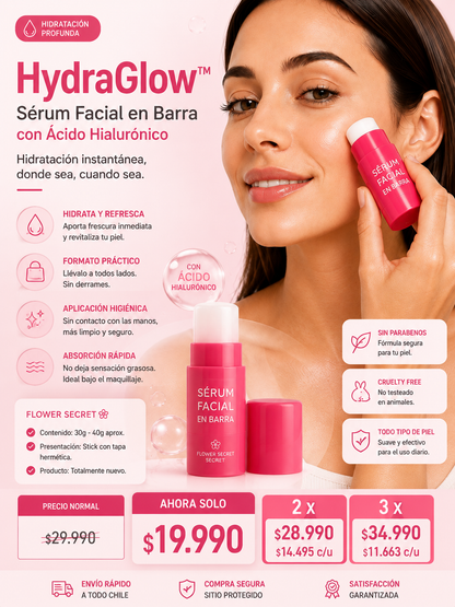HydraGlow™ - Sérum Facial en Barra con Ácido Hialurónico