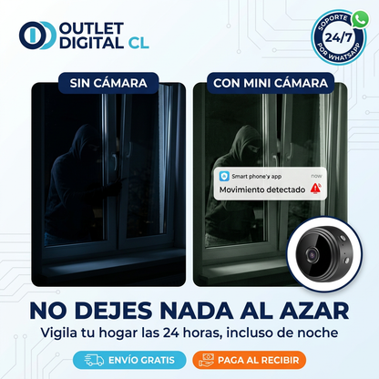 MINI CÁMARA ESPÍA PRO - TRANSMISIÓN WIFI EN VIVO - VISIÓN NOCTURNA - DETECCIÓN DE MOVIMIENTO