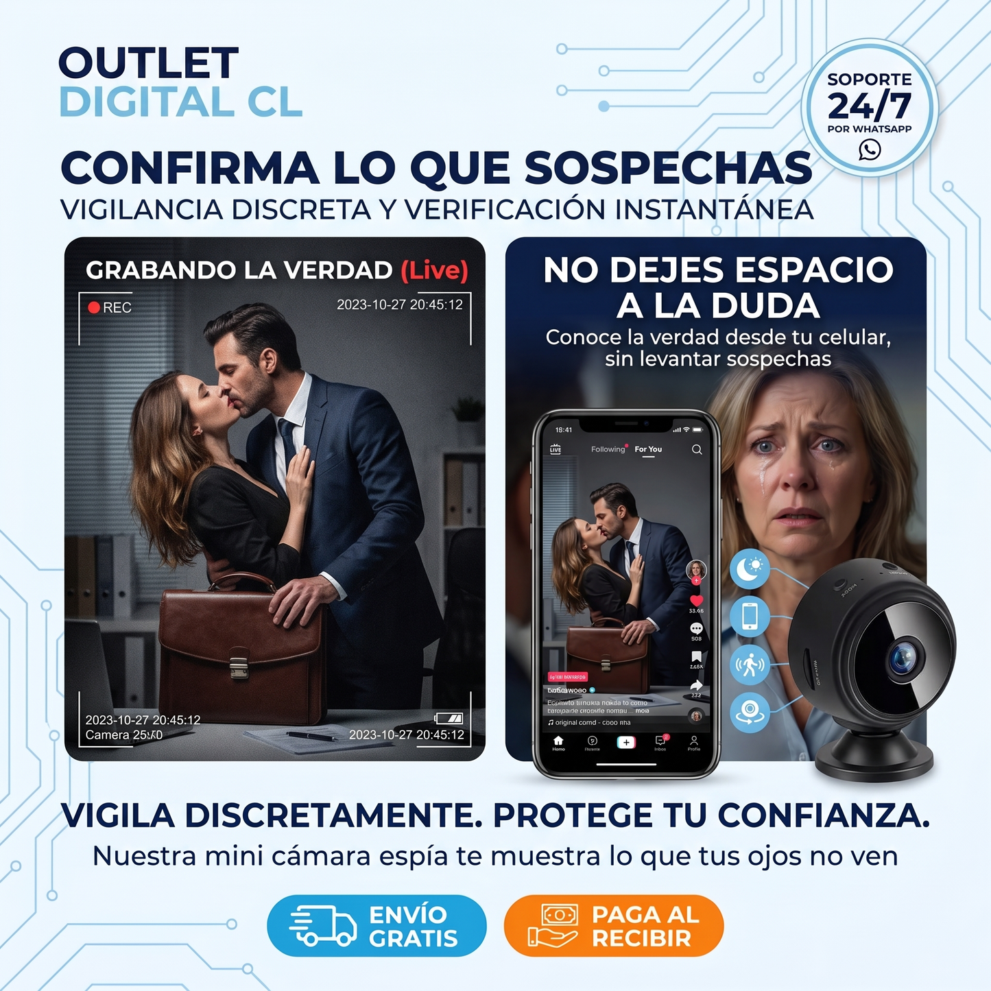 MINI CÁMARA ESPÍA PRO - TRANSMISIÓN WIFI EN VIVO - VISIÓN NOCTURNA - DETECCIÓN DE MOVIMIENTO