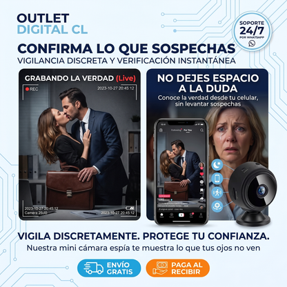 MINI CÁMARA ESPÍA PRO - TRANSMISIÓN WIFI EN VIVO - VISIÓN NOCTURNA - DETECCIÓN DE MOVIMIENTO