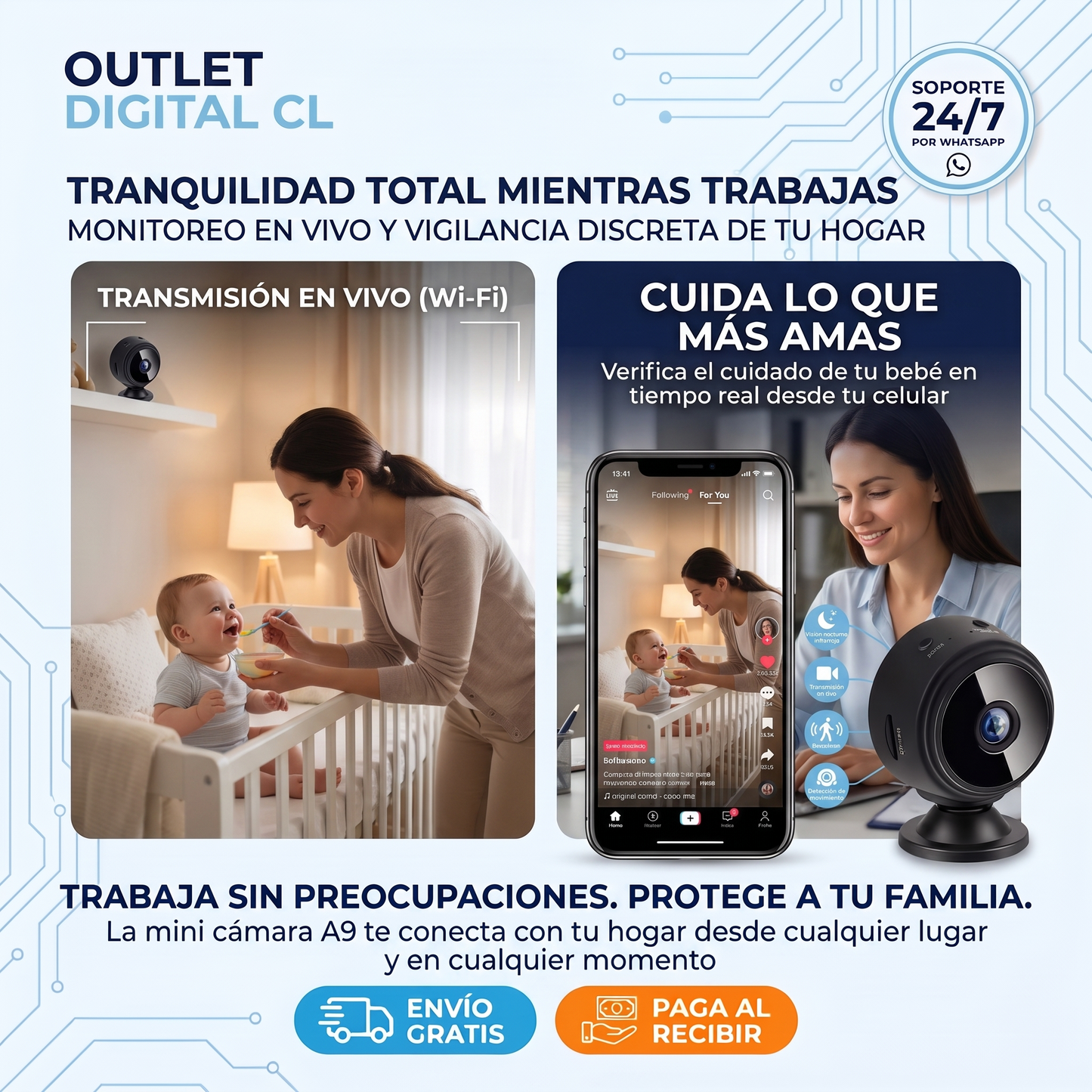 MINI CÁMARA ESPÍA PRO - TRANSMISIÓN WIFI EN VIVO - VISIÓN NOCTURNA - DETECCIÓN DE MOVIMIENTO