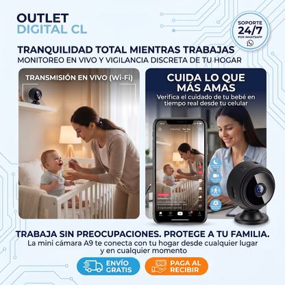 MINI CÁMARA ESPÍA PRO - TRANSMISIÓN WIFI EN VIVO - VISIÓN NOCTURNA - DETECCIÓN DE MOVIMIENTO