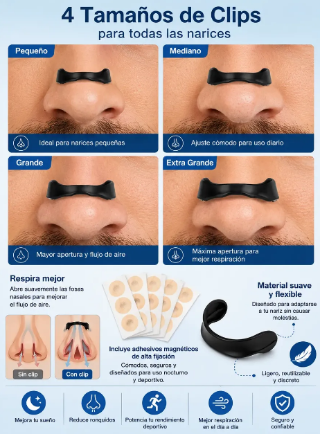 Dilatador Nasal Magnético Reutilizable - Antironquido, Para Dormir y Deporte